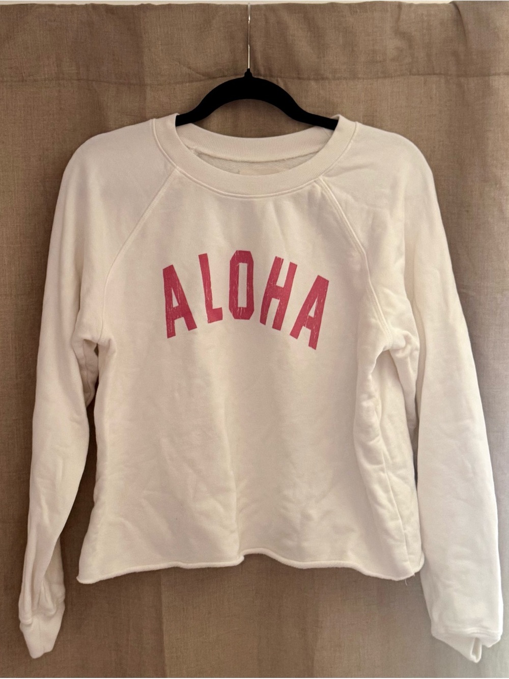 WHEAT Fairmont Orchid ALOHA Women's White Crew Neck Sweater